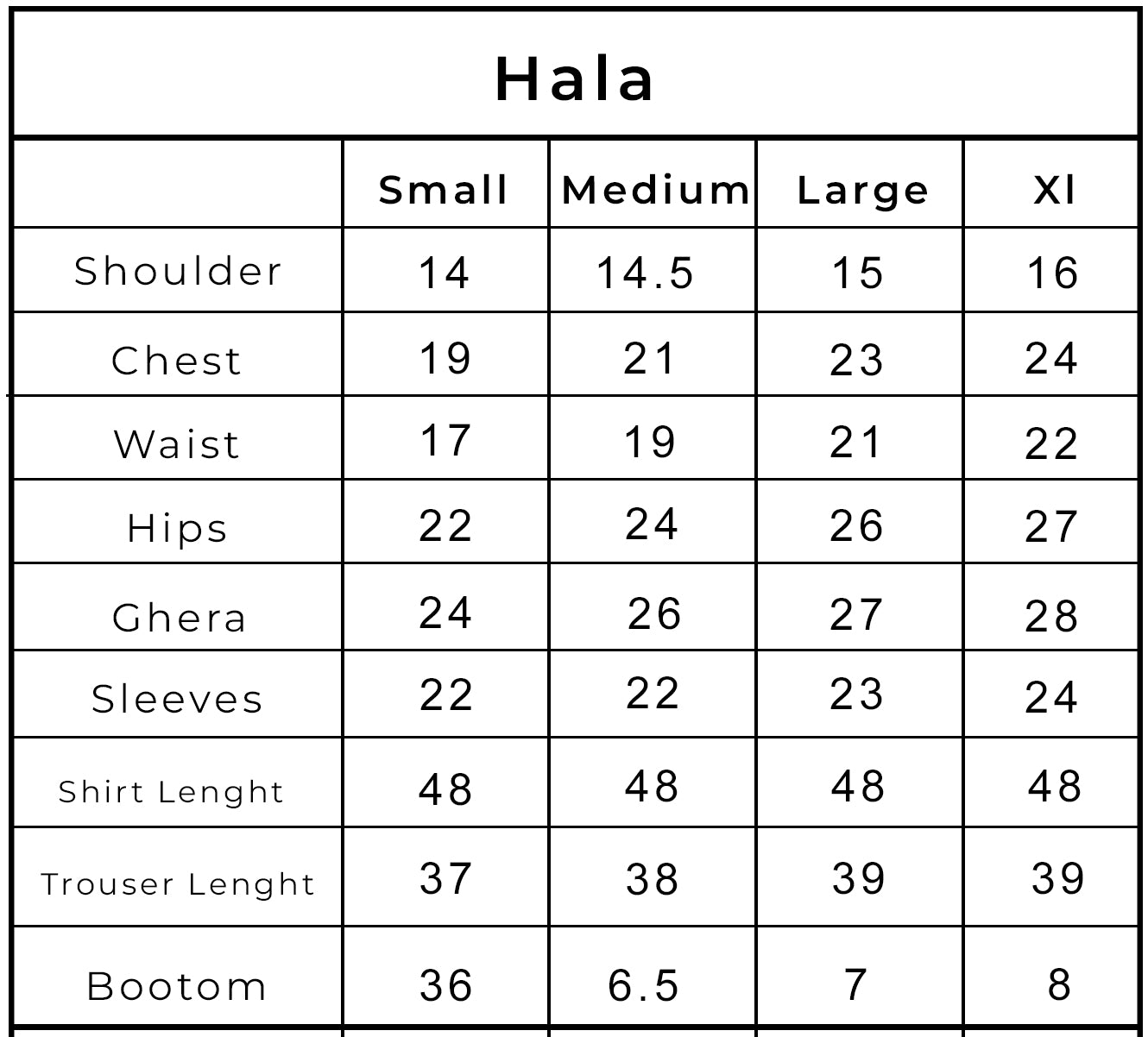 Size Chart