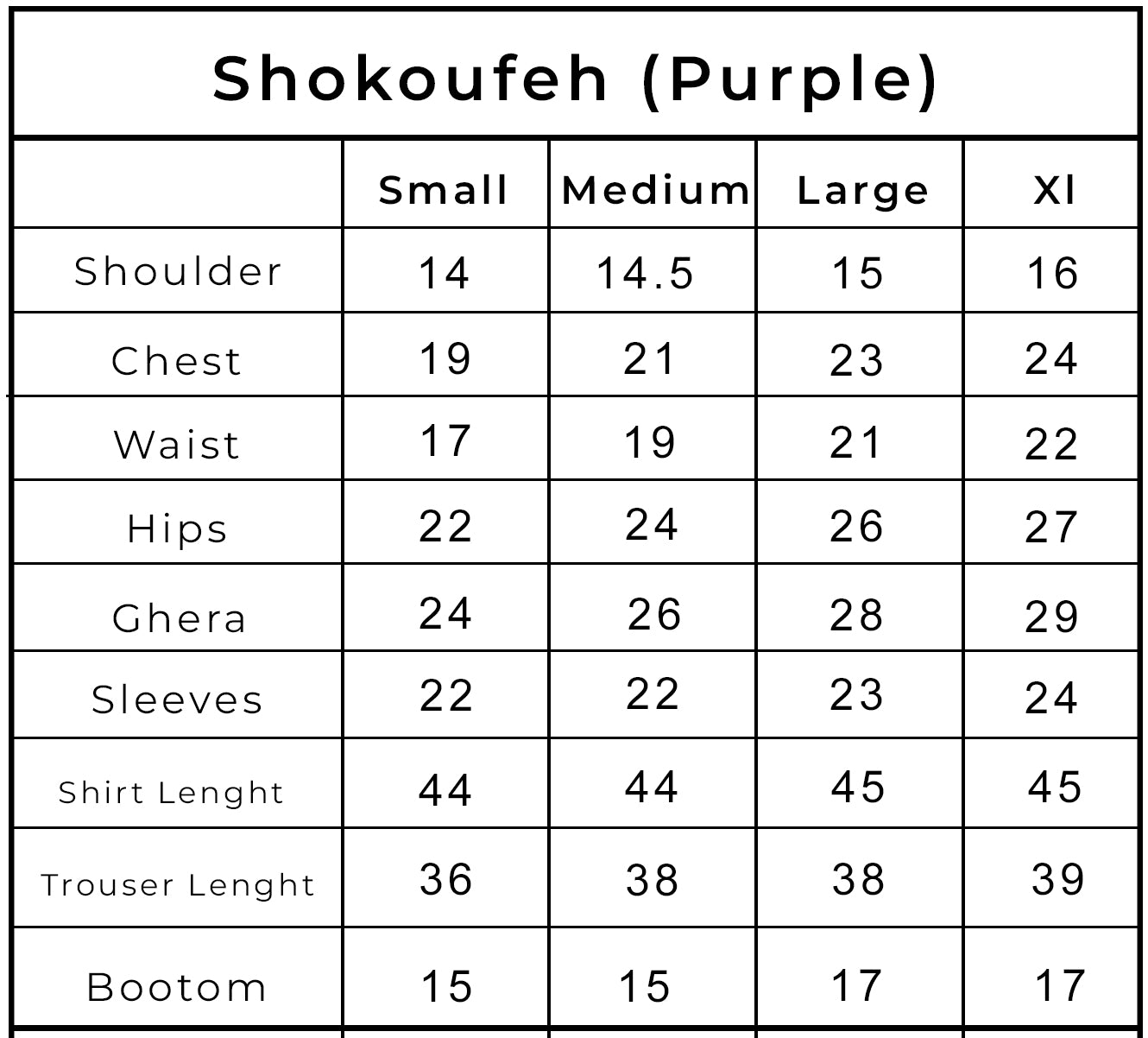 Size Chart