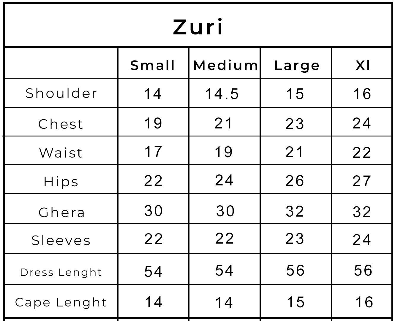 Size Chart