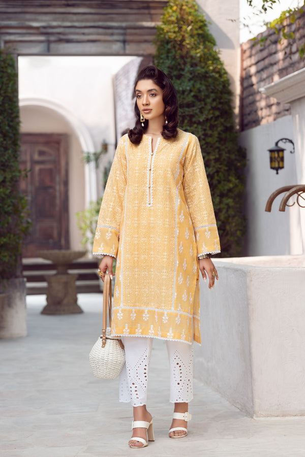 Sun Flower Yellow Chikankari