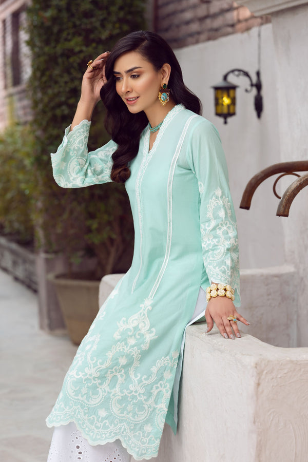 Ice Blue Chikankari